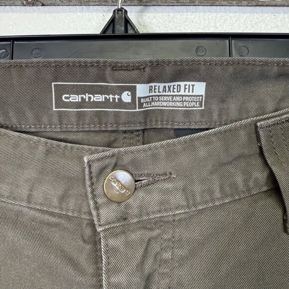 Carhartt Mens Relaxed Fit Green WorkWear Pants 34x34 Cotton Utility Canvas - Picture 4 of 13